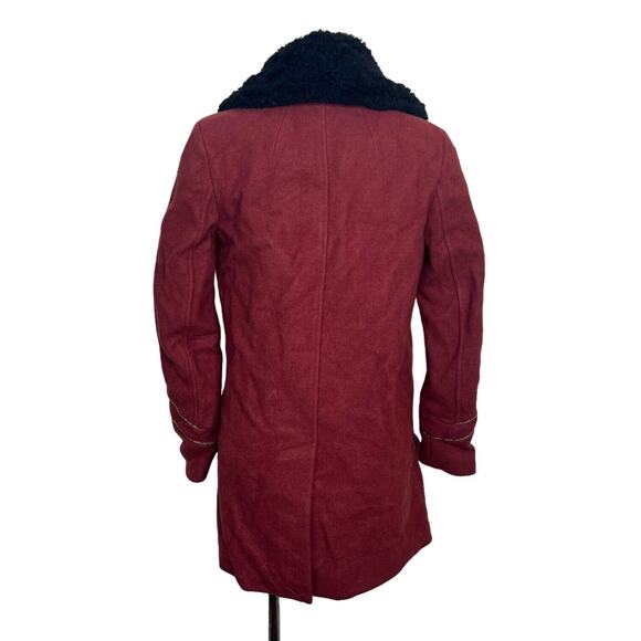 Free People Sedgwick Peacoat Military Style Wool Jacket Faux Fur Collar Size XS - Picture 4 of 9